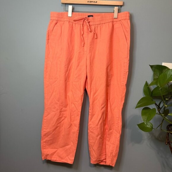 J Crew Factory Pull On Linen Blend Ankle Pants. Size 16 - Picture 1 of 11